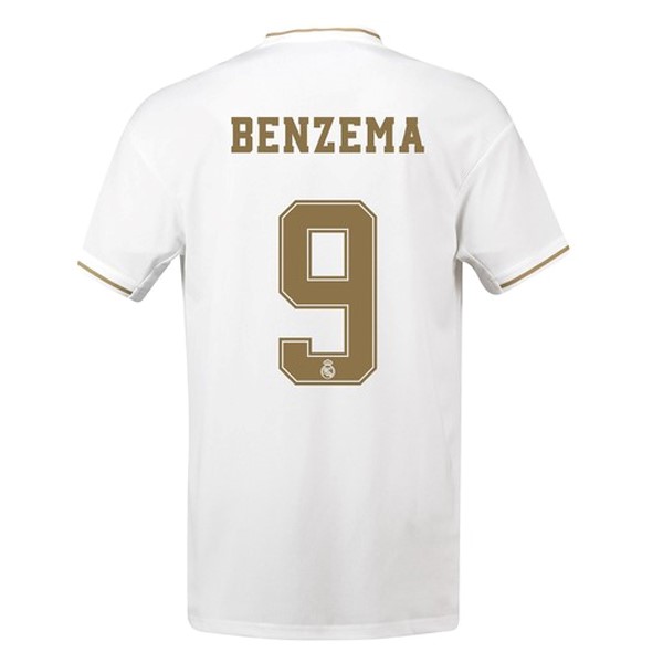 Camiseta Real Madrid NO.9 Benzema Replica Primera Ropa 2019/20 Blanco